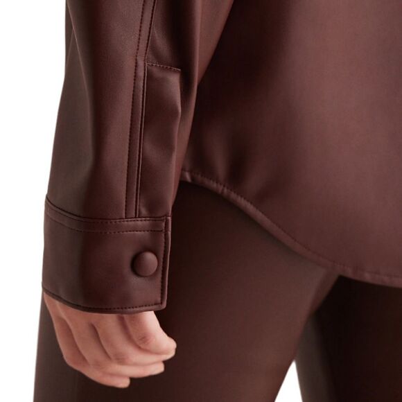 Express Faux Leather Drop Shoulder Oversized Shacket - Picture 4 of 9